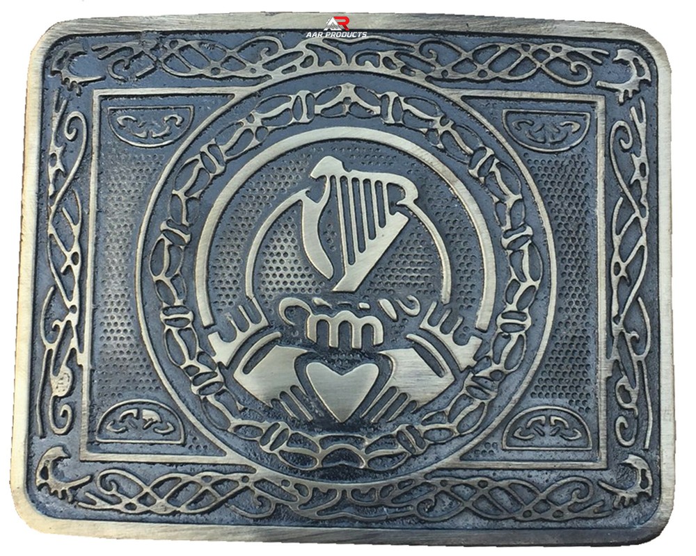 Belt Buckle Highland Kilt Claddagh Pattern Antique Finish /Scottish Kilt Buckles