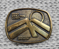 MND Drilling Corp Southern Division Belt Buckle Brass Magnolia Texas Oilfield