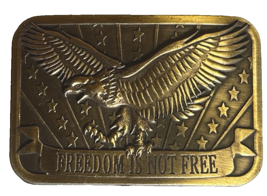 Freedom Is Not Free Belt Buckle Eagle Stars Stripes 2014 Sponsor America NEW