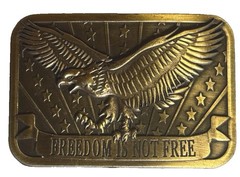 Freedom Is Not Free Belt Buckle Eagle Stars Stripes 2014 Sponsor America NEW
