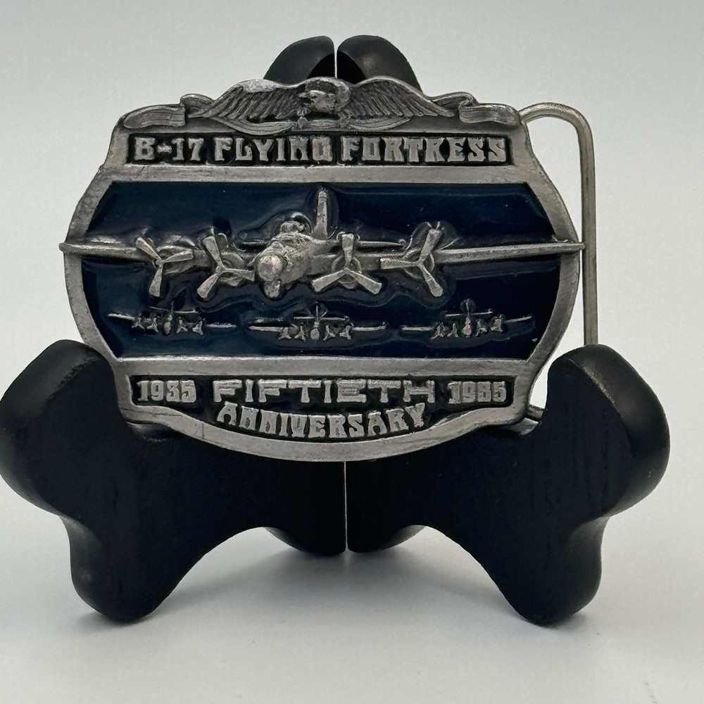 Vintage 1985 B-17 Flying Fortress 50th Anniversary Belt Buckle Limited Edition