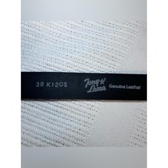 Tony Lama Men&rsquo;s 38 Smooth Black Leather Belt with Silver Buckle USA