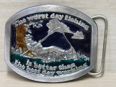Vintage Buckles of America Masterpiece Belt Buckle Fishing Humorous Engraved
