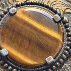 Vtg Western Belt Buckle Gold Tone Brown Stone Brass Made In USA Unbranded