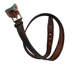 Duluth Leather Belt Mens 44 Brown Braided Solid Brass Boho Western Country
