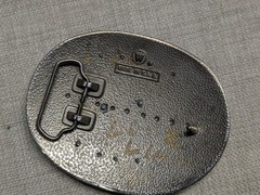 vintage USA made TRUCKER belt buckle OVERSIZED engraved WESTERN cowboy BRASS