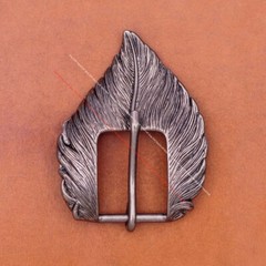 Men Heavy Long Silver Leathercraft 2pc Set Feather Belt Buckle Fits 31mm Strap