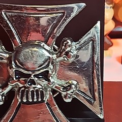 3-D Skull And Crossbones On Iron Cross Belt Buckle by Silver Star See Pics
