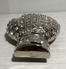 Boxing Glove Belt Buckle Silver Rhinestone Bling Ringside Men & Women 3.5 x 2.5&Prime;
