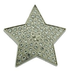 New Classic Silver Star Belt Buckle Rhinestones Out Blinged Rock Punk Tattoo Ice