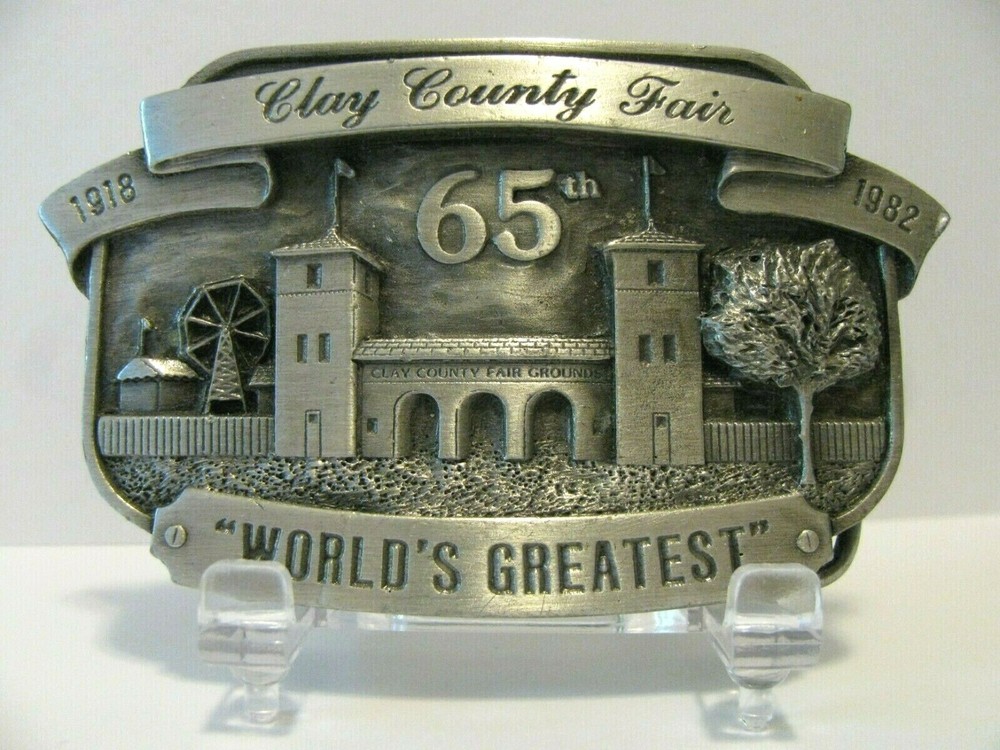 Clay County Fair Spencer Iowa 65th Anniversary Collector Series Belt Buckle 1982