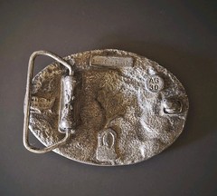 Arroyo Grande Buckle Co Longhorn Belt Buckle with Feather AG30 Made in USA
