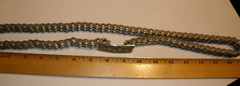 Vintage Motorcycle Chain Belt With Etched Buckle 34&Prime; end to end including buckle