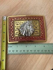 Western Buckle Gold Silver Red Horse Head Cowboy Buckle 2 » Hebilla Vaquero