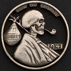 Unique Abraham Lincoln Skull Hobo Nickel Cut Out Coin Design Belt Buckle