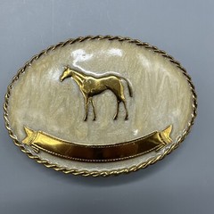 Horse Equestrian Rope Edge German Silver Metal Belt Buckle