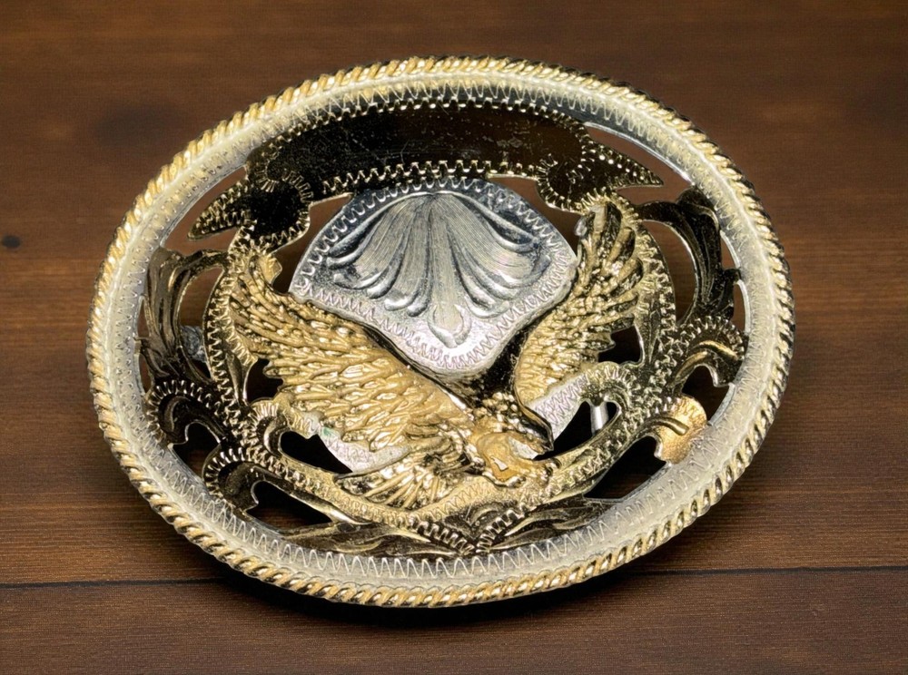 Vintage Alpaca Mexico Belt Buckle – Gold Eagle Two Tone, mens, gift, fashion