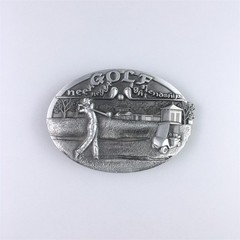 Western Zinc alloy Leather Belt Buckle Silver Plated Golf Theme Shape Pattern