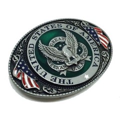 Eagle & American Flag Belt Buckle Western Cowboy Motorcyclist (FLEG-03)