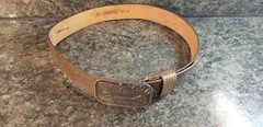 Men&rsquo;s Leather Belt Sz M w/ Buick Belt Buckle Wyoming Studio Art Works Vtg Car
