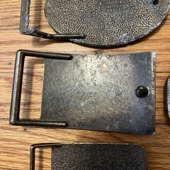5 Vintage Brass Belt Buckles Levi’s Chevrolet Strohs Semi Trucking Made In USA