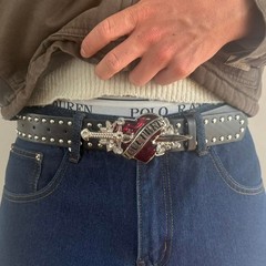 2000s Love Hurts Vintage Belt Graphic Style Adjustable Fits 26-34 Unisex Fit