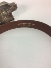 Barry Kieselstein cord sterling Silver Dog Labrador buckle Brown Lizard belt