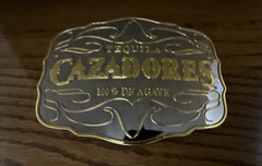 Tequila CAZADORES 100% De Agave Large Gold Colored Metal Belt Buckle 5&Prime; X 3 3/4&Prime;