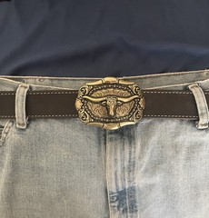 New Aged Gold and Black Western Bull Head Belt Buckle