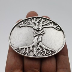 Oval Tree of Life Belt Buckle – Two Lovers as Tree of Love