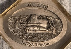 Vintage 1997 Metal Belt Buckle, Komatsu, D475A Tractor, Bulldozer, Construction