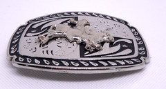 Bull Rider Cowboy Rodeo Western Silver/Black Tone BELT BUCKLE / New