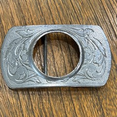 Men&rsquo;s Western Silver Tone Floral Engraved Metal Frame Belt Buckle Fits 1.5&Prime;