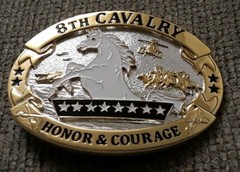 8th Cavalry Honor and Courage Army Solid Brass Belt Buckle (Oval)