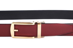 Tonywell Dress Belts One Size:32&Prime;-45&Prime;Waist, Mens Wine Red Belt Gold Buckle