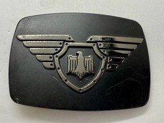 Thunderbird Shield Wings Crest Logo 90&rsquo;s Black Belt Buckle Chrome Brand #6172