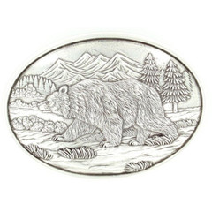 37045 Nocona Men&rsquo;s Grizzly Bear Oval Belt Buckle NEW