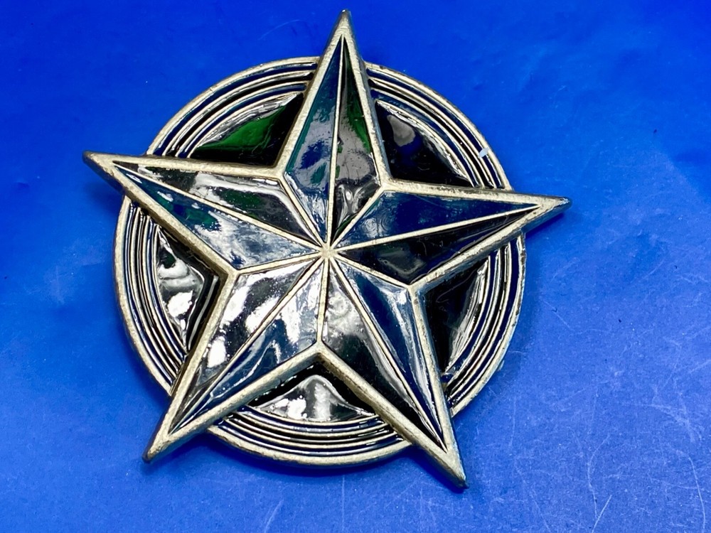Star Blue And Black Color Pewter Great American Products Belt Buckle