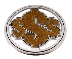 Dollar Sign Belt Buckle Cosplay Halloween Costume Party New Men Brown Color Oval