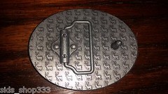 Deer By Lake Eagle Above Belt Buckle Embossed Metal Pewter turquoise color