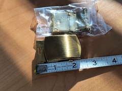 2 Solid Brass Military Web Belt Buckle 1.25&Prime; Made in USA. New in plastic Bag.