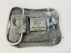 Buck Knives Metal Belt Buckle, Four Generations of Knife Makers