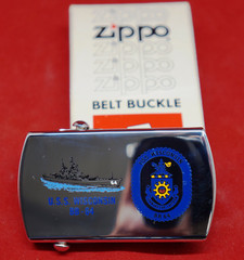 USS WISCONSIN BRASS BELT BUCKLE BY ZIPPO BRIGHT SILVER POSLISHED NEW BOXED ppd
