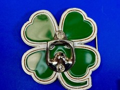 Lucky Four Leaf Clover Shamrock Cut Out Novelty Belt Buckle with Bottle Opener