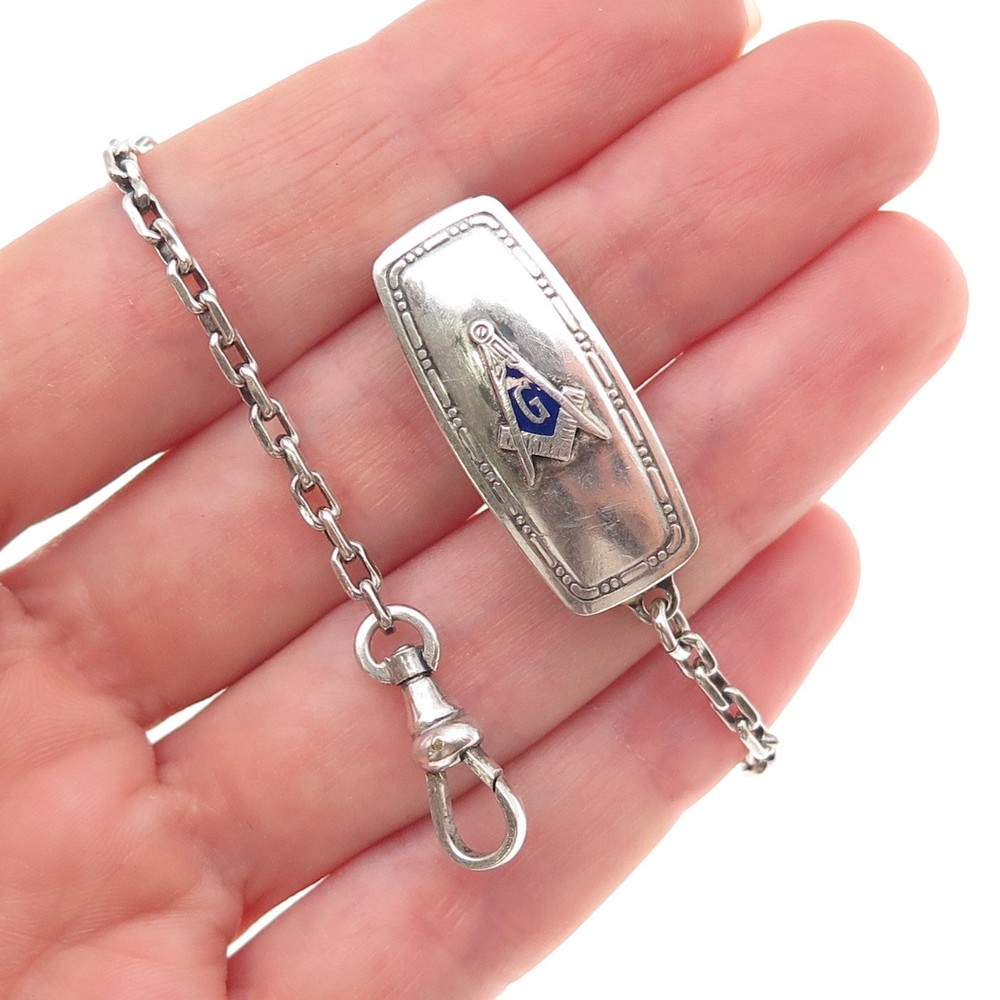 Hickok Sterling Silver Antique Art Deco Beltogram Pocket Watch / Belt Loop Chain