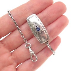 Hickok Sterling Silver Antique Art Deco Beltogram Pocket Watch / Belt Loop Chain