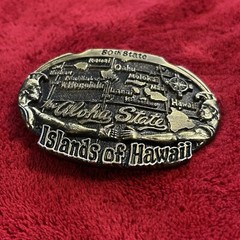 1982 Islands Of Hawaii Metal Brass Belt Buckle 50th State The Aloha State VTG
