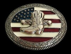 American America USA Flag Belt Buckle Western Cowboy Cowgirl Boots