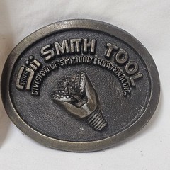 Vintage Smith Tool Belt Buckle Mens Brass Tone Oilfield Drill Bit Made in Canada