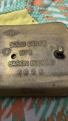 Baron Buckle Solid Brass Plumber Belt Buckle Antique Finish 1978 MPN 6025